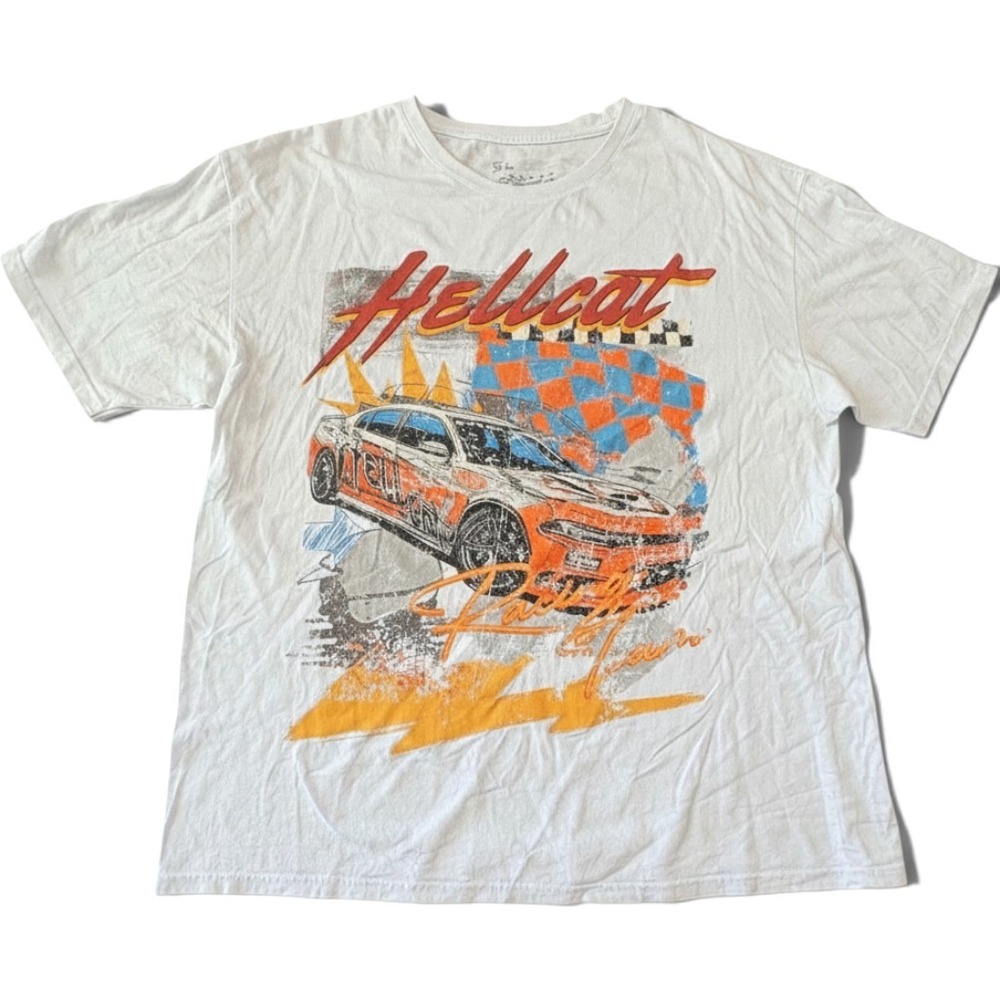Dodge x Reason Hellcat T-Shirt Mens XL White Graphic Tee Muscle Car Ltd Edition
